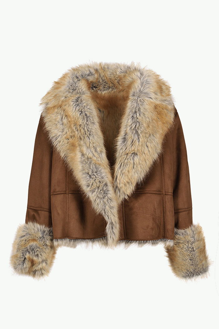 FUR TRIM COAT / BRW