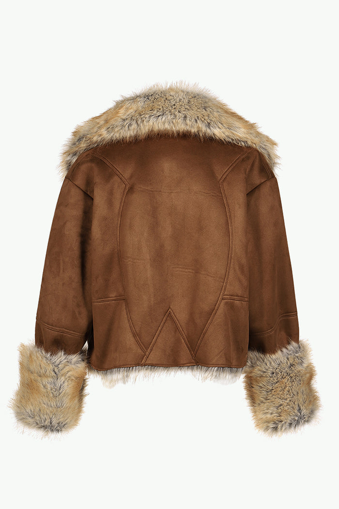 FUR TRIM COAT / BRW
