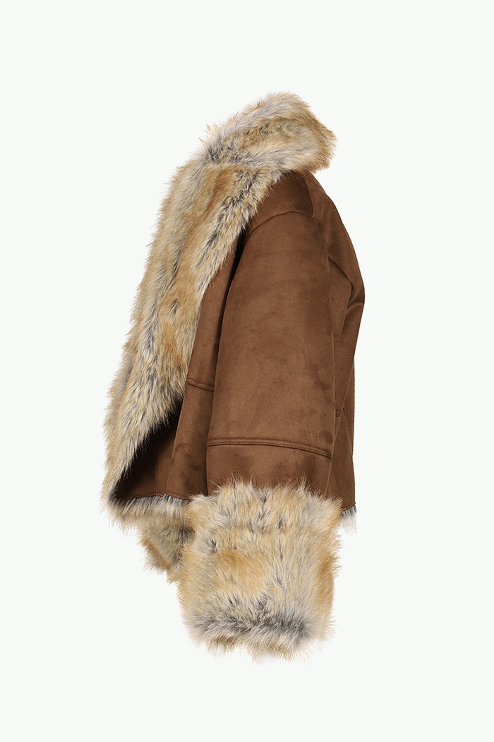 FUR TRIM COAT / BRW