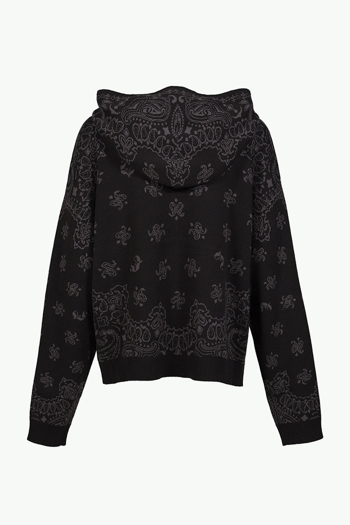 PAISLEY KNIT HOODIE / BLK