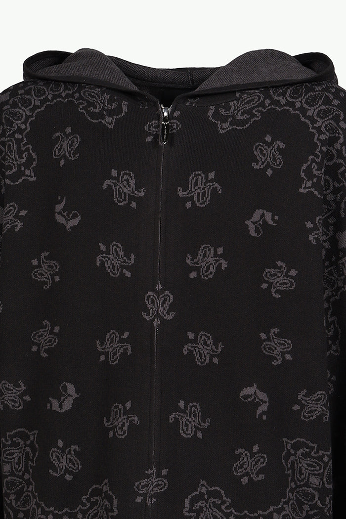 PAISLEY KNIT HOODIE / BLK