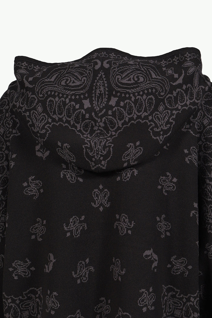 PAISLEY KNIT HOODIE / BLK