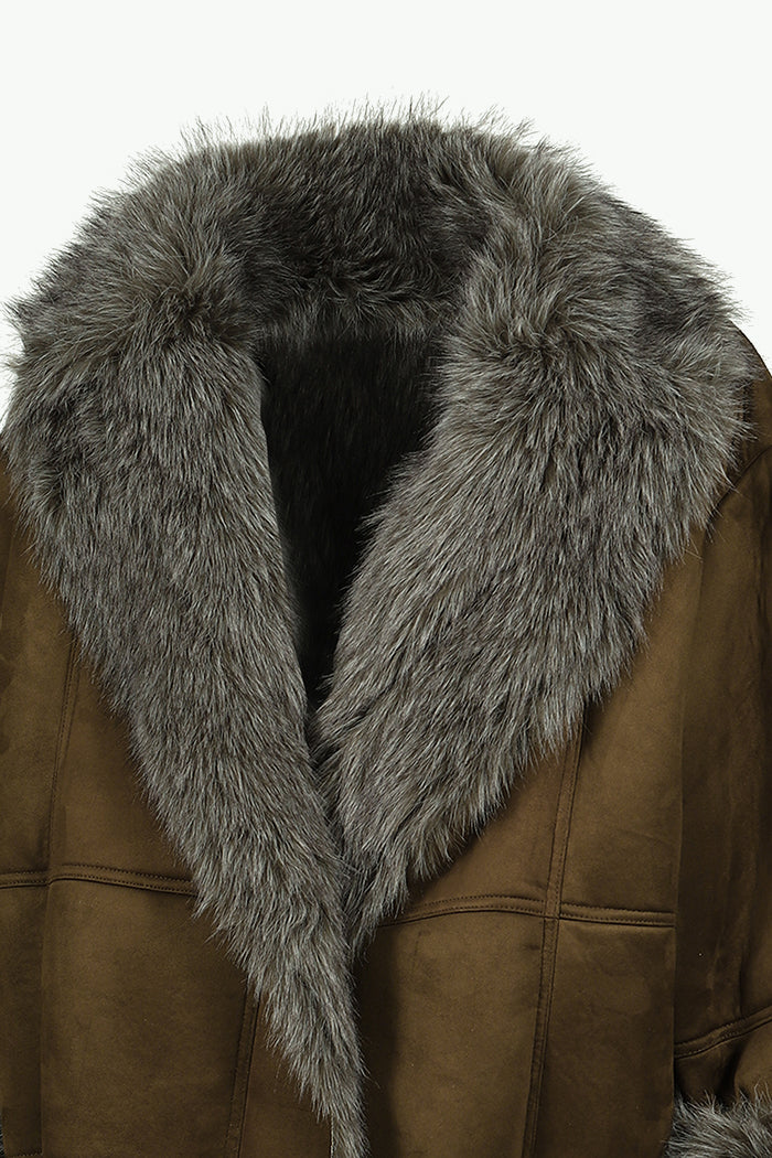 FUR TRIM COAT / OLV
