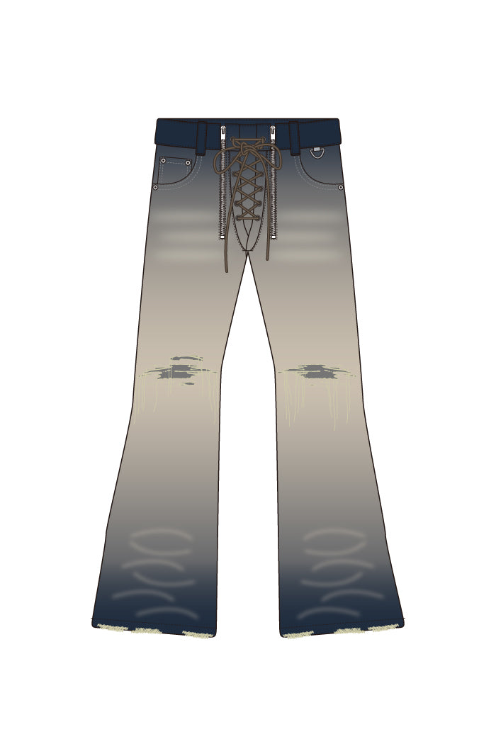 GRADATION SLIDE DENIM PANTS / IND
