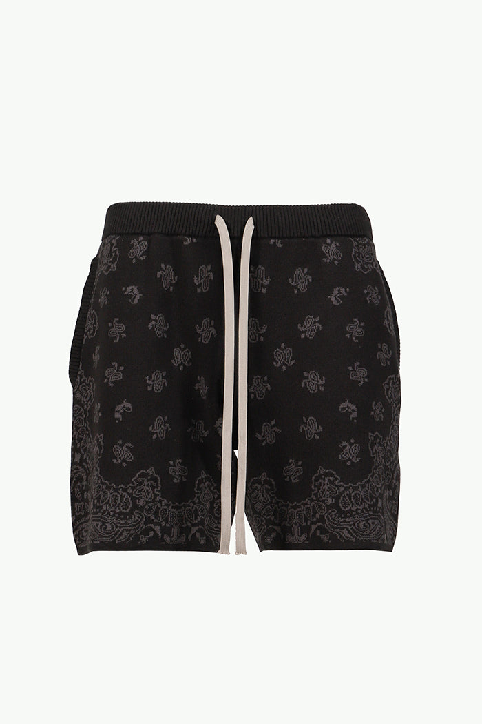 PAISLEY KNIT SHORTS / BLK