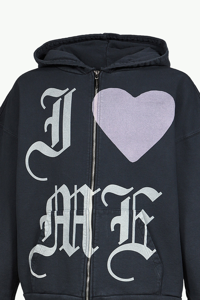 LOVE ME ZIP HOODIE / BLK