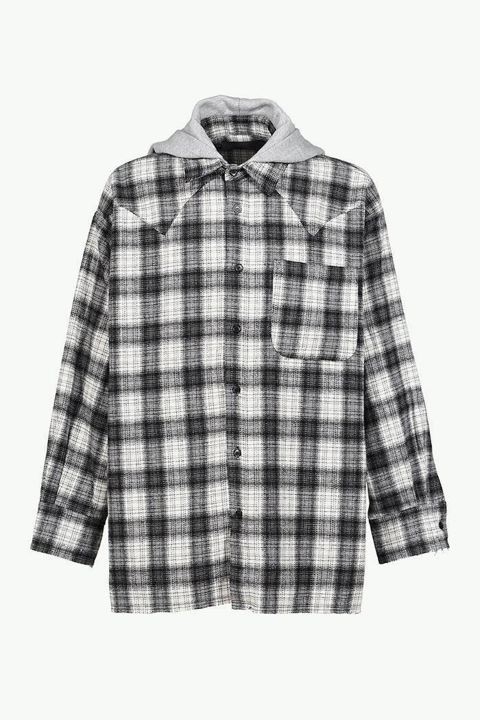 HOODED FLANNEL SHIRTS / ASH