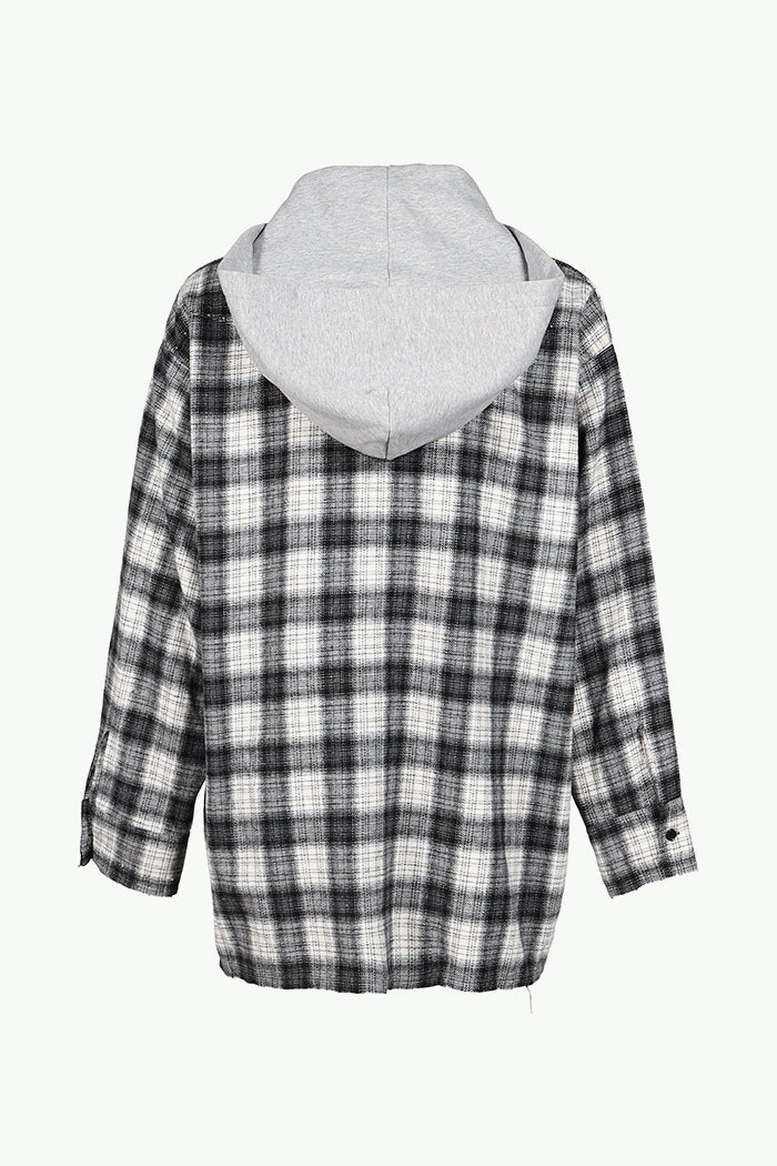 HOODED FLANNEL SHIRTS / ASH
