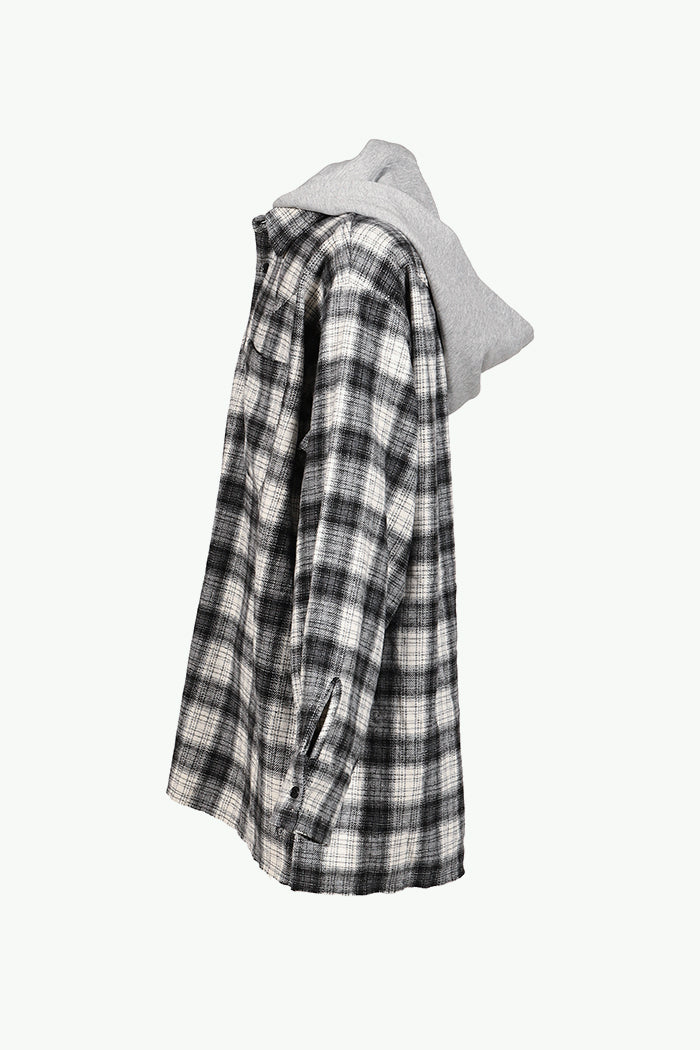 HOODED FLANNEL SHIRTS / ASH