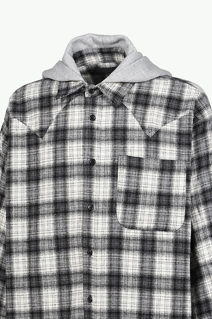 HOODED FLANNEL SHIRTS / ASH