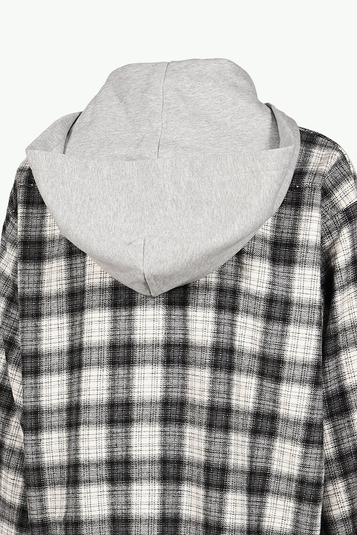 HOODED FLANNEL SHIRTS / ASH