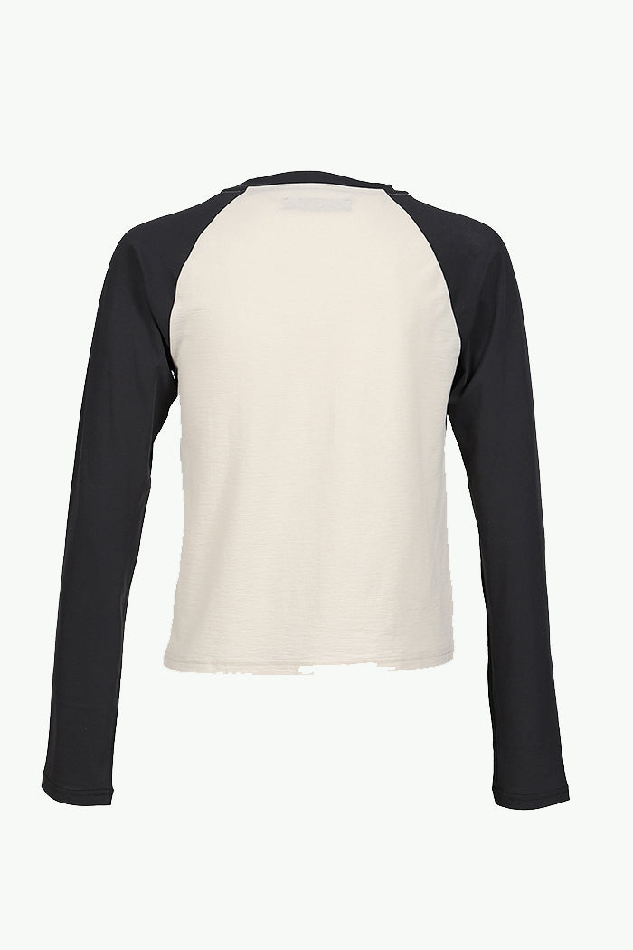 RAGLAN HENLEY NECK TEE / BLK