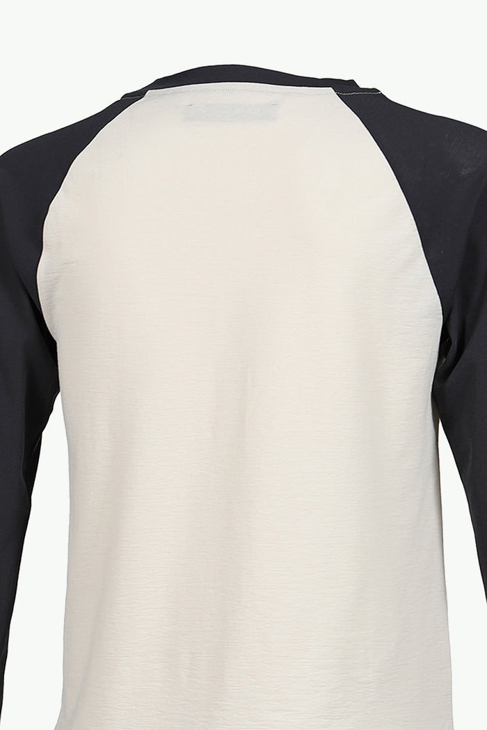 RAGLAN HENLEY NECK TEE / BLK