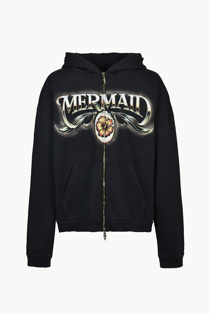 MERMAID ZIP HOODIE / BLK
