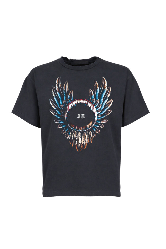 FEATHER T-SHIRTS / BLK