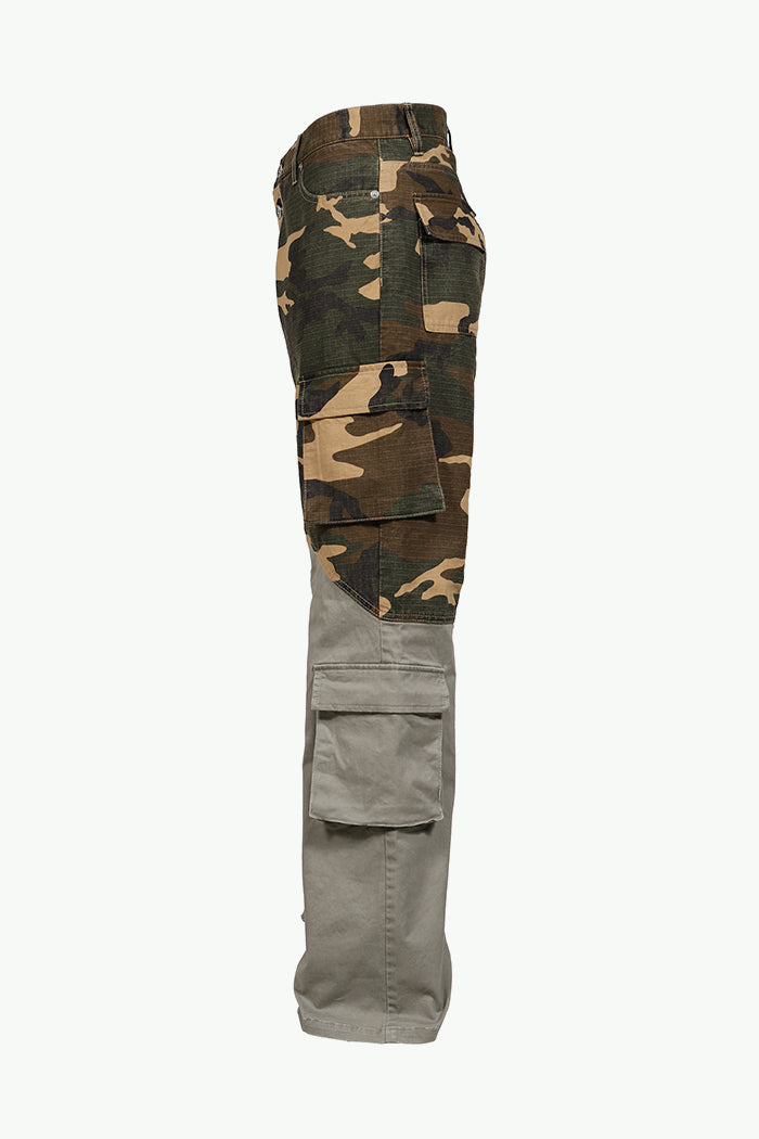 BICOLOR CARGO PANTS / CAMO