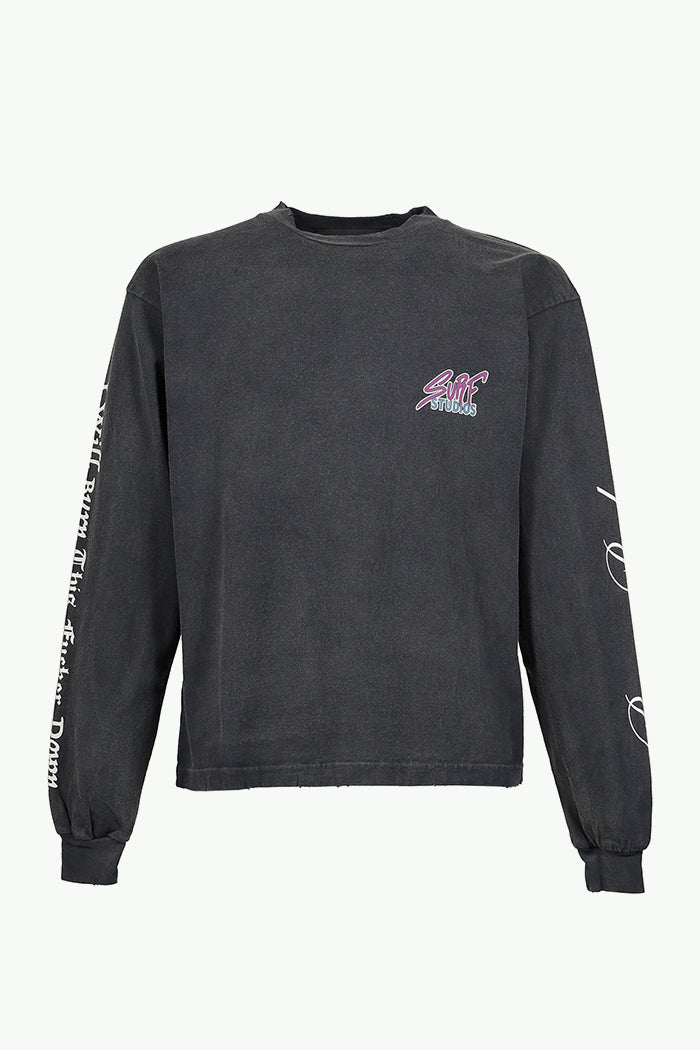 LEOPARD L/S T-SHIRTS / BLK
