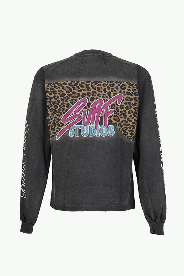 LEOPARD L/S T-SHIRTS / BLK