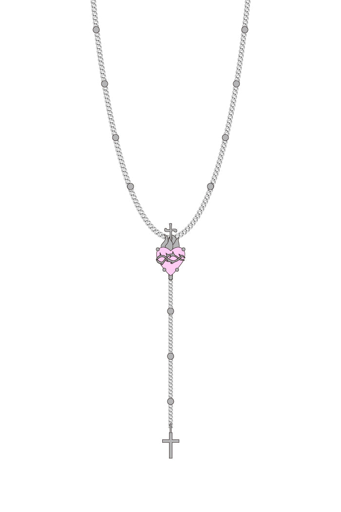 ROSARY NECKLACE (SV925) / ROSE QUARTZ