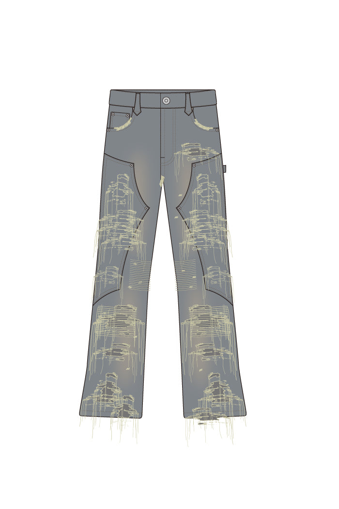 DISTRESSED CARPENTER DENIM PANTS / IND