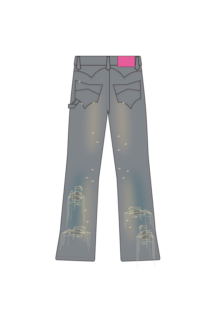 DISTRESSED CARPENTER DENIM PANTS / IND