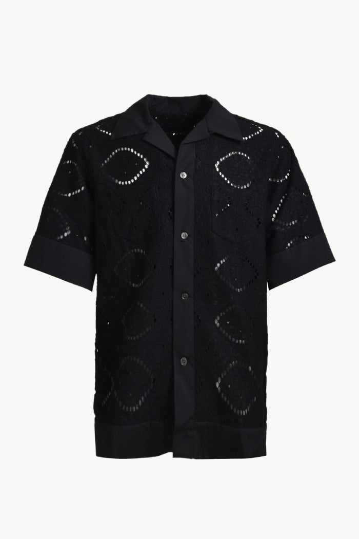 CROCHET BUTTON-DOWN SHIRTS / BLK