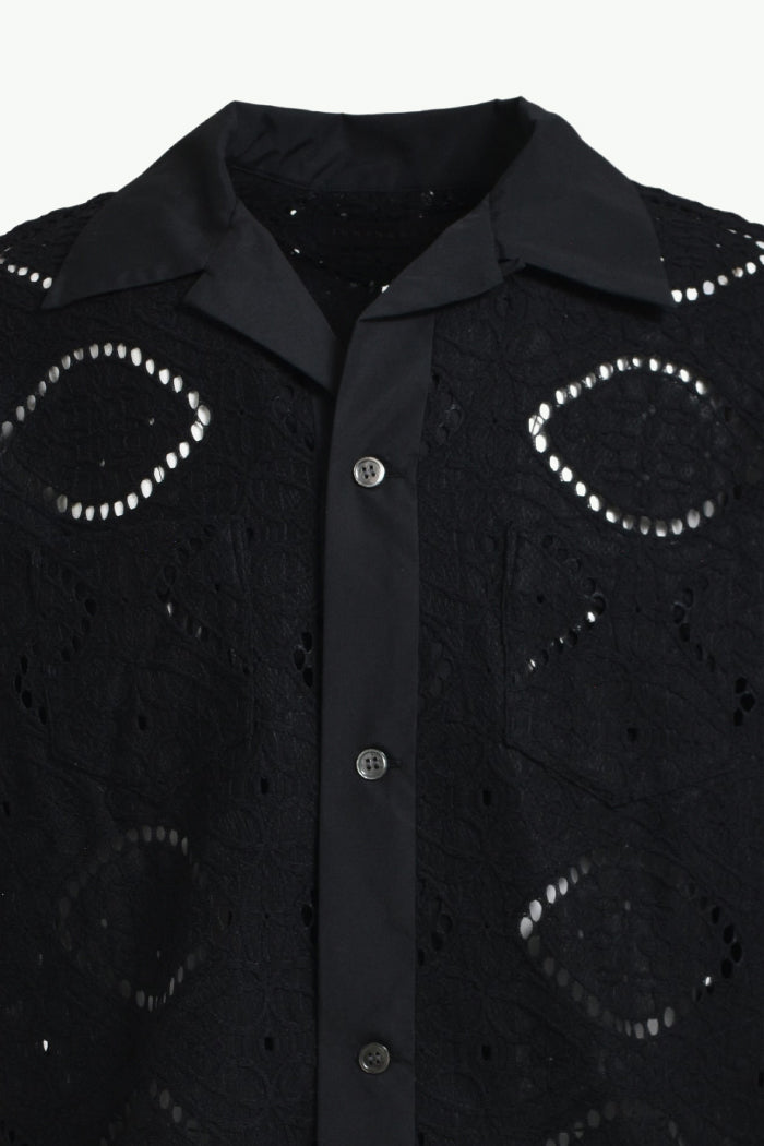 CROCHET BUTTON-DOWN SHIRTS / BLK