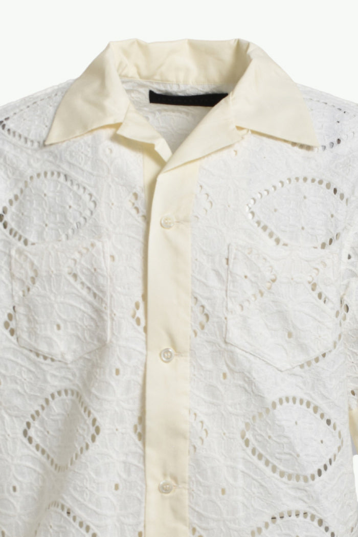 CROCHET BUTTON-DOWN SHIRTS / WHT