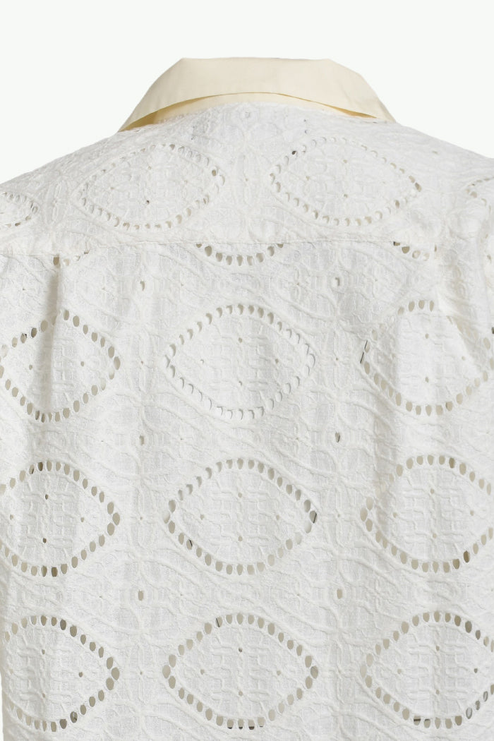 CROCHET BUTTON-DOWN SHIRTS / WHT