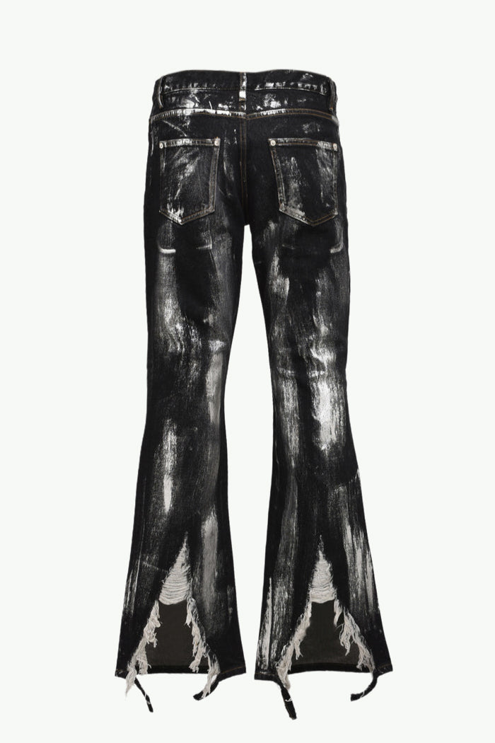 CRASH COATING DENIM PANTS / SIL