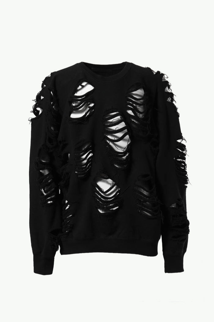 DISTRESSED CREWNECK / BLK