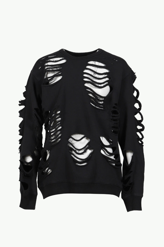 DISTRESSED CREWNECK / BLK