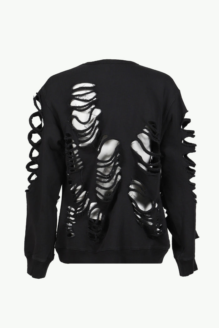 DISTRESSED CREWNECK / BLK