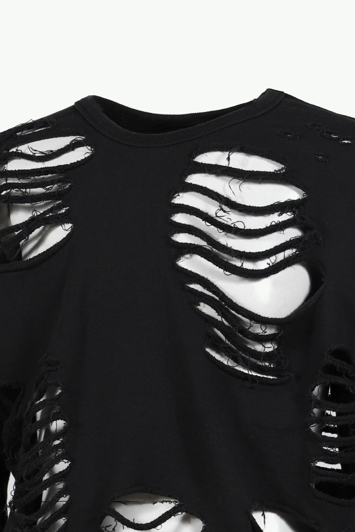 DISTRESSED CREWNECK / BLK