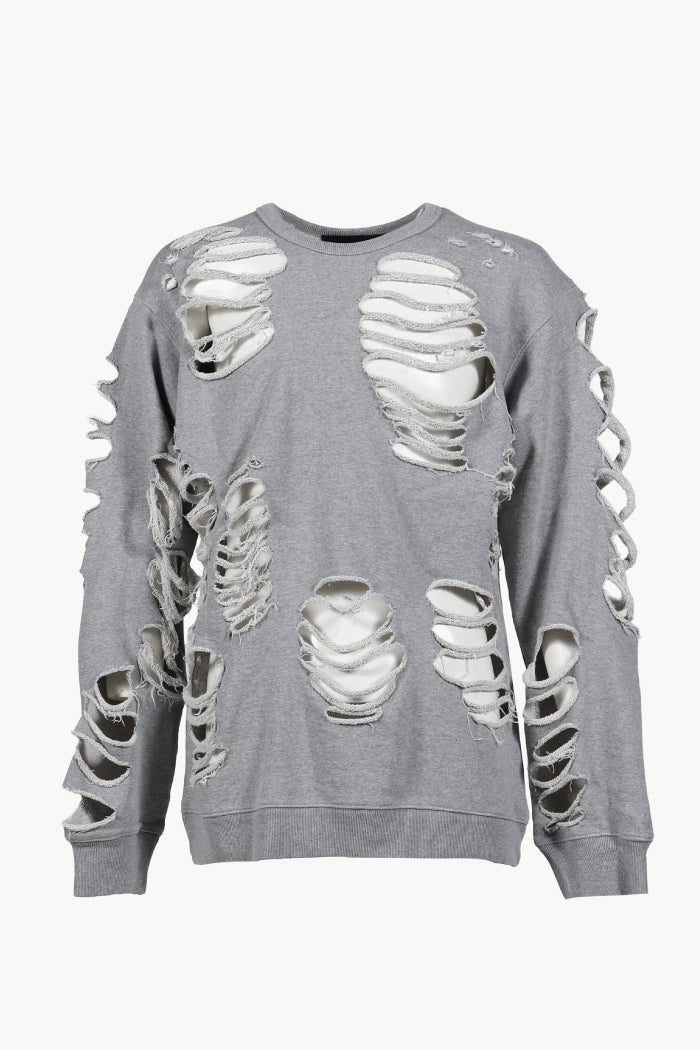 DISTRESSED CREWNECK / GRY