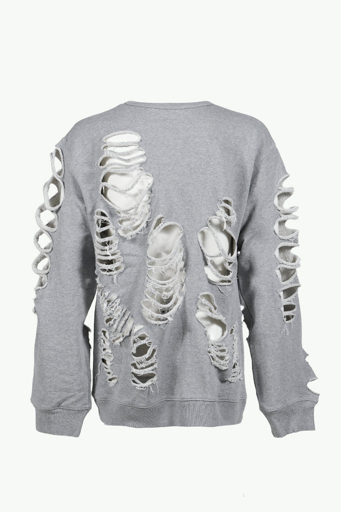 DISTRESSED CREWNECK / GRY