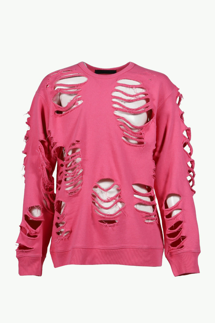 DISTRESSED CREWNECK / PNK