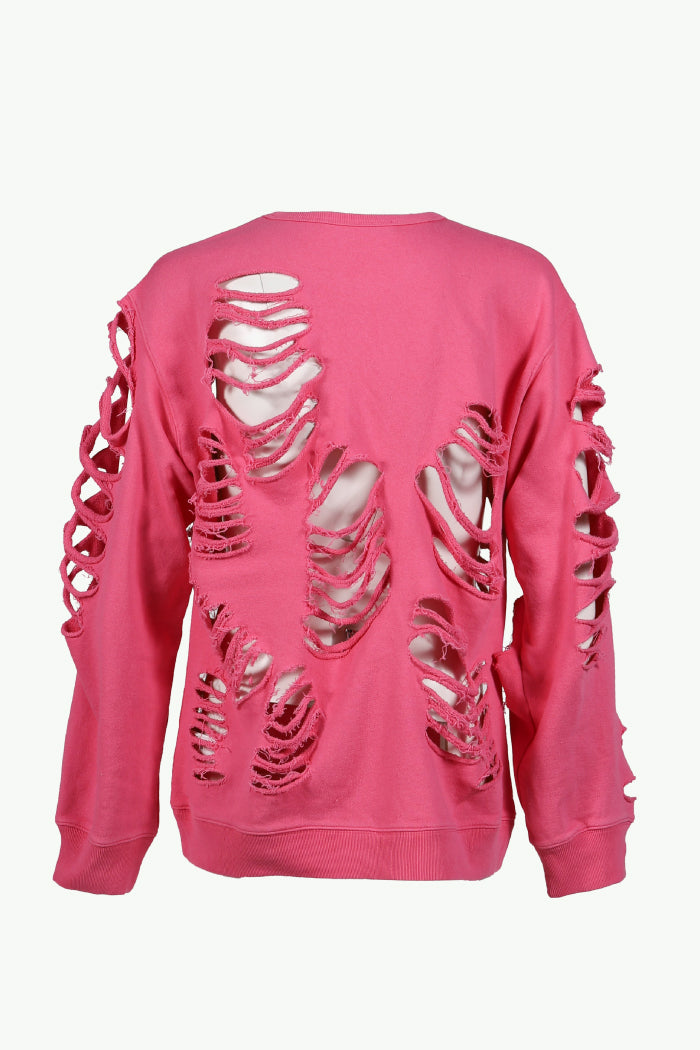 DISTRESSED CREWNECK / PNK