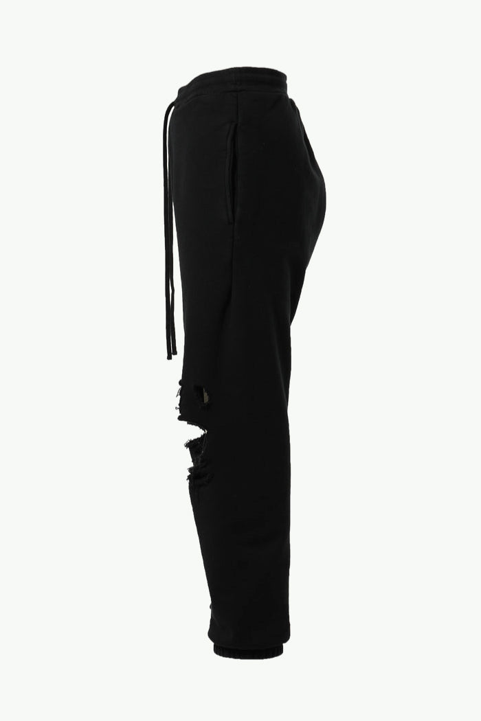 DISTRESSED SWEATPANTS / BLK