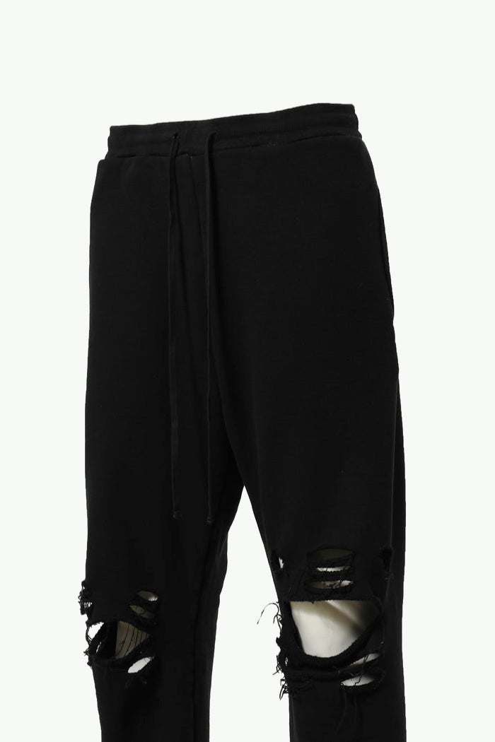 DISTRESSED SWEATPANTS / BLK