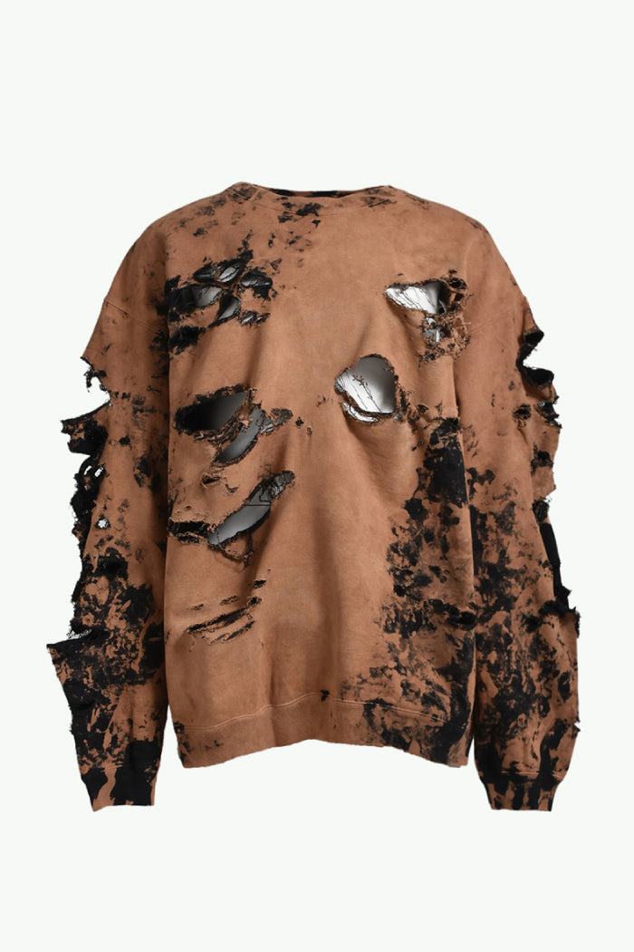 DISTRESSED CREWNECK / SAND