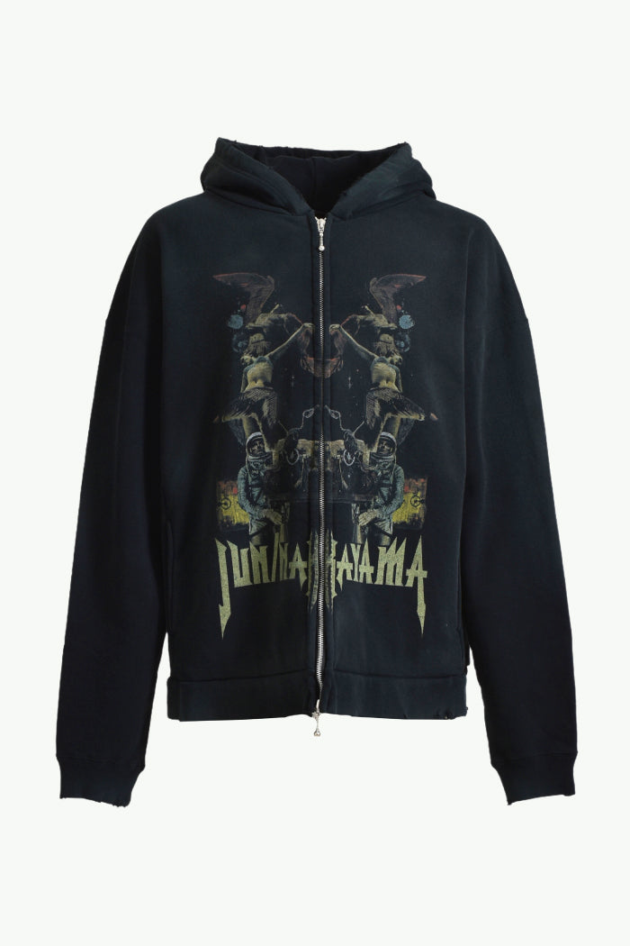 ETHNIC ZIP HOODIE / BLK