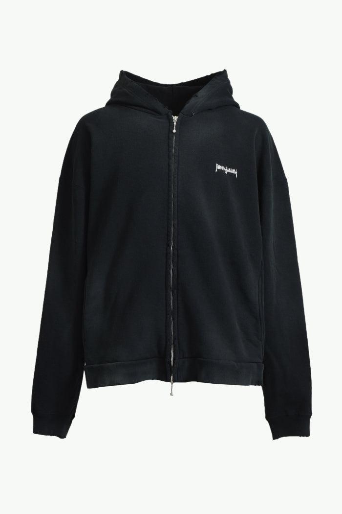 FLAME ZIP HOODIE / BLK