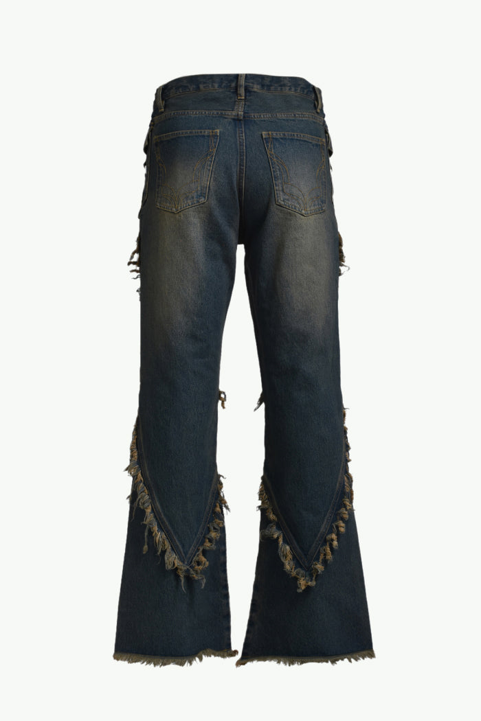 FRINGE DENIM PANTS / IND