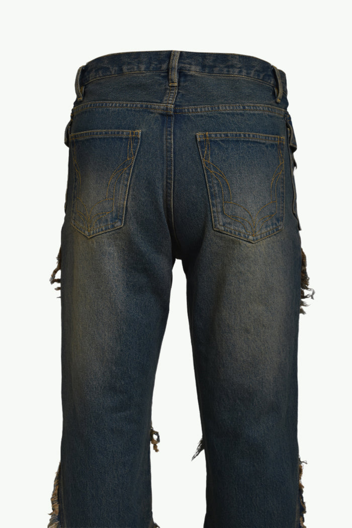 FRINGE DENIM PANTS / IND