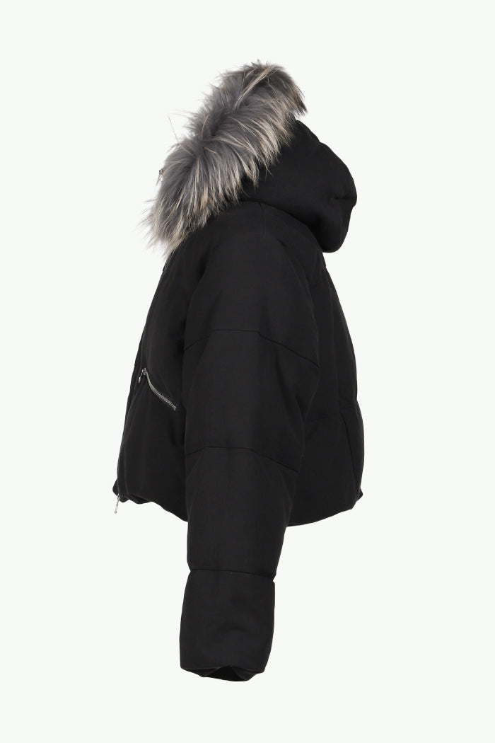 SLIDE FUR DOWN JACKET / BLK