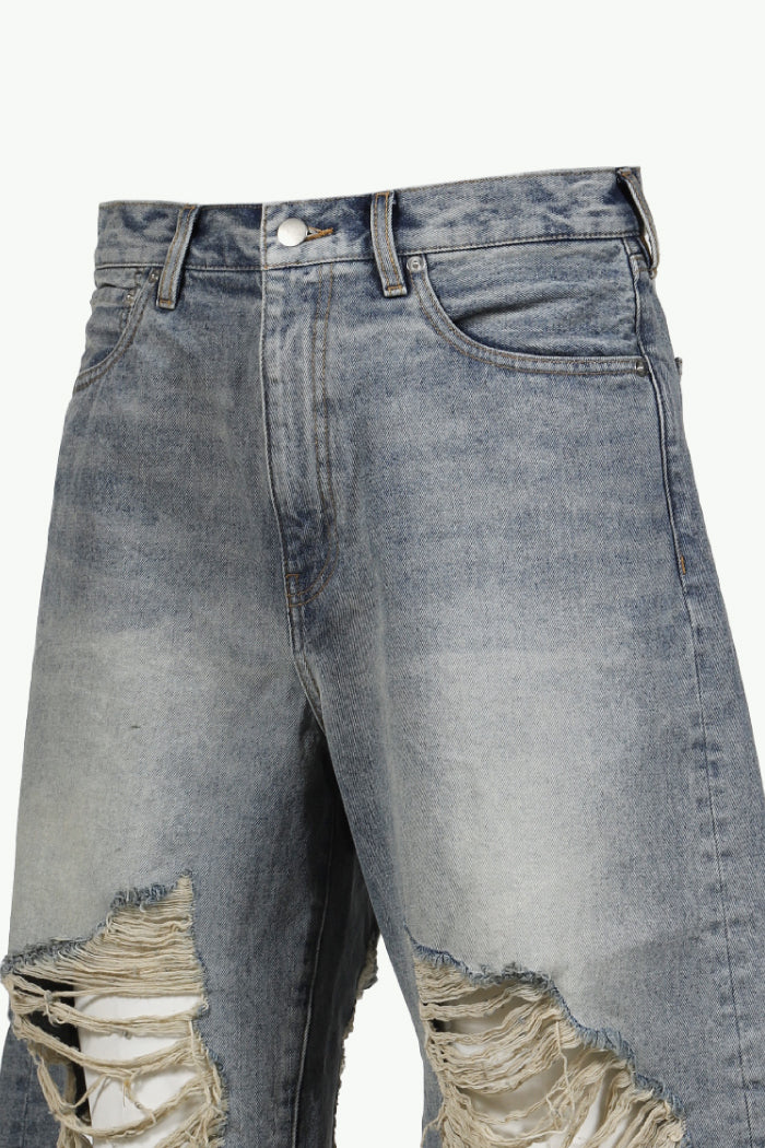 JN RIPPED DENIM SHORTS / IND