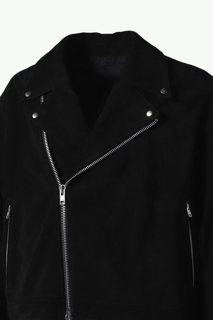LEATHER FRINGE RIDERS JACKET / BLK