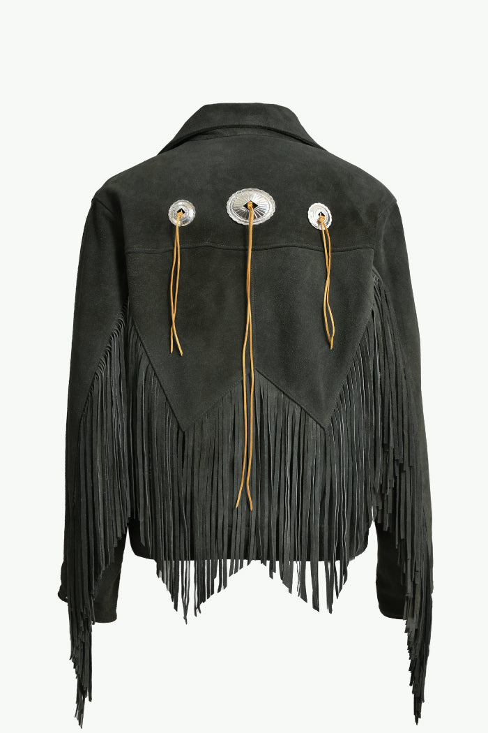 LEATHER FRINGE RIDERS JACKET / DUST