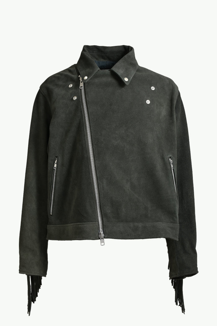 LEATHER FRINGE RIDERS JACKET / DUST